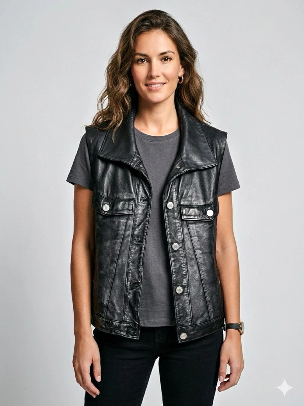Vintage Margo's Leather Vest in Black Large Like New Condition